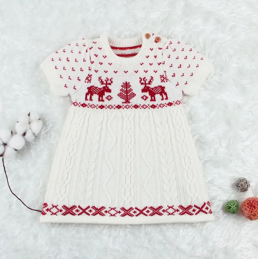 Детское платье 100% хлопок Олень Рождественская трикотажная Детская одежда пижамы