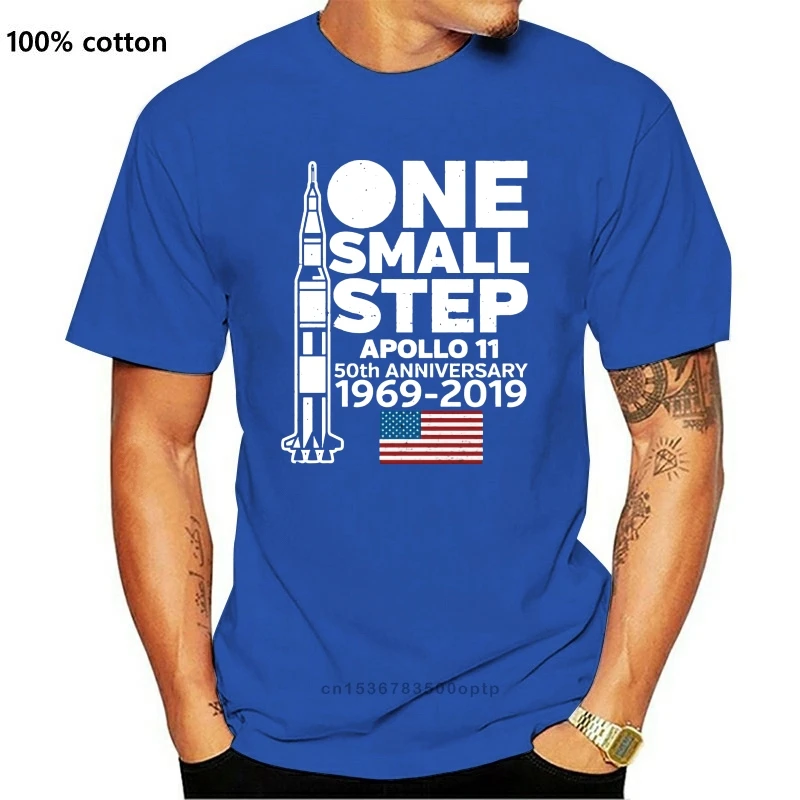 Забавная Мужская футболка с принтом футболки круглым вырезом Apollo 11 One Small Step Moon