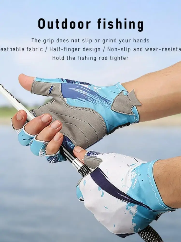 

New Products Men'S Outdoor Fishing Gloves Breathable Fashion Fish Shaped Design Half Finger Warm Gloves
