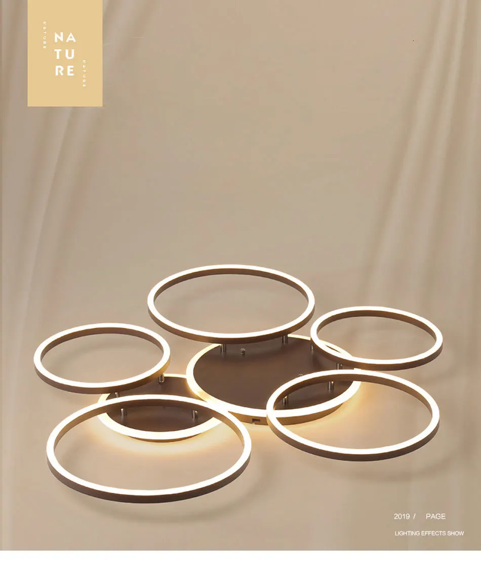 Surface Mounted Led Chandelier White&Coffee Body Modern Led Chandelier Lighting Living room Bedroom Kitchen Dining room L