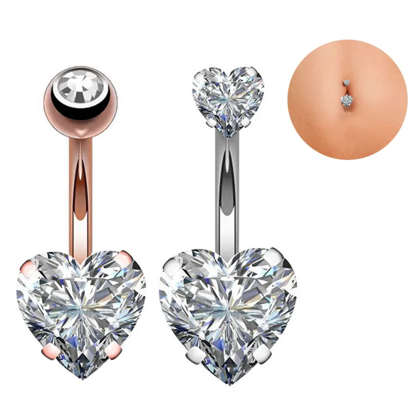 Серьги для пирсинга пупка стальные кольца хрустальные серьги Сердце Стиль
