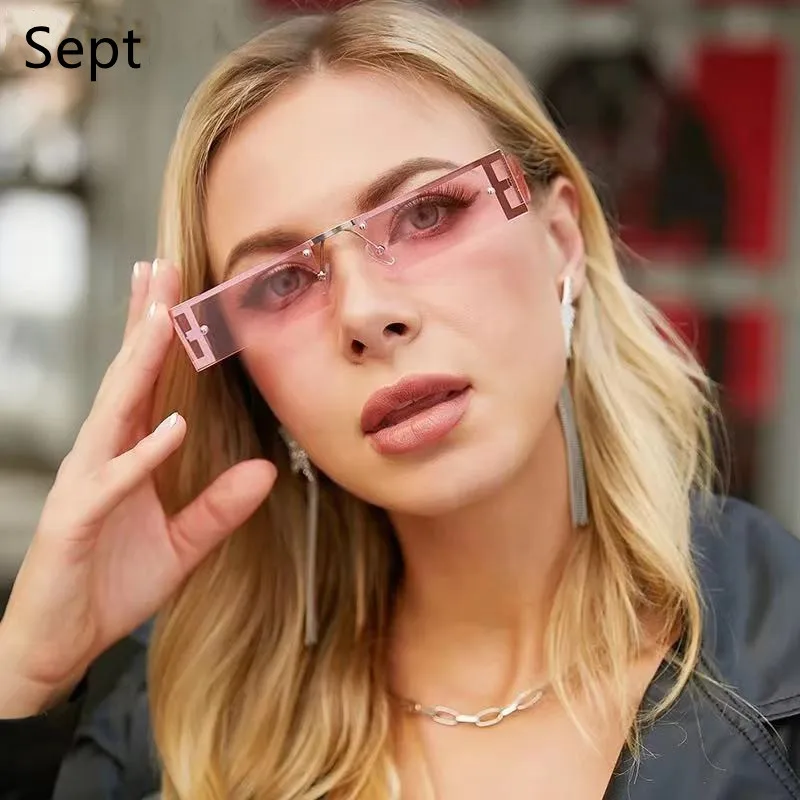 

2021 Rimless Rectangle Sunglasses Women Luxury Brand Quality Small Sun Glasses For Men Vintage Sunglass Wholesale Gafas De Sol