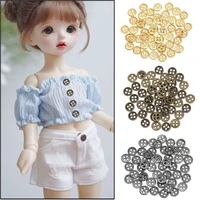 20pcs 6mm cute girl gift mini buttons 4 eyes metal buckles diy doll clothes clothing sewing buckle dollhoues miniature accessory