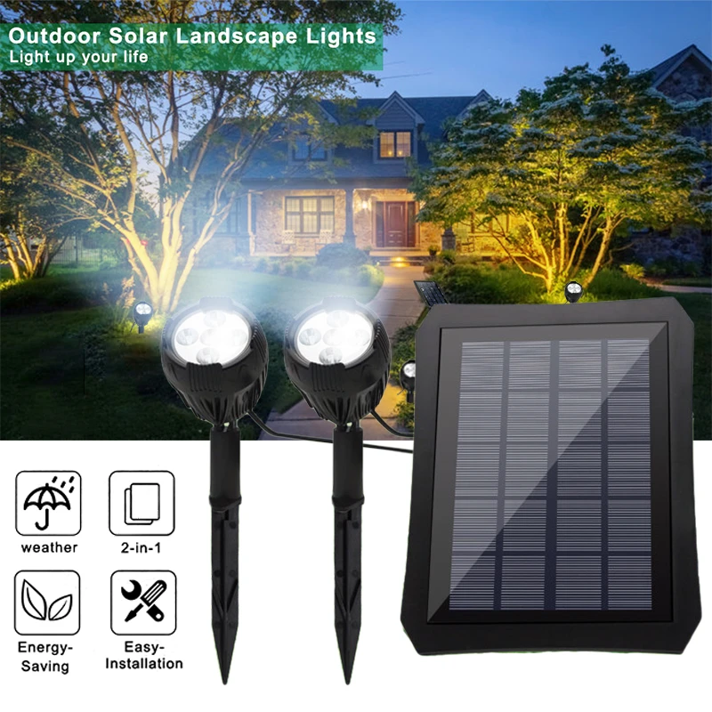 

Solar Powered Spotlight 2 Warm White Lighting Solar Panel Outdoor Lighting Landscape Yard Garden LED Lawn Lamp