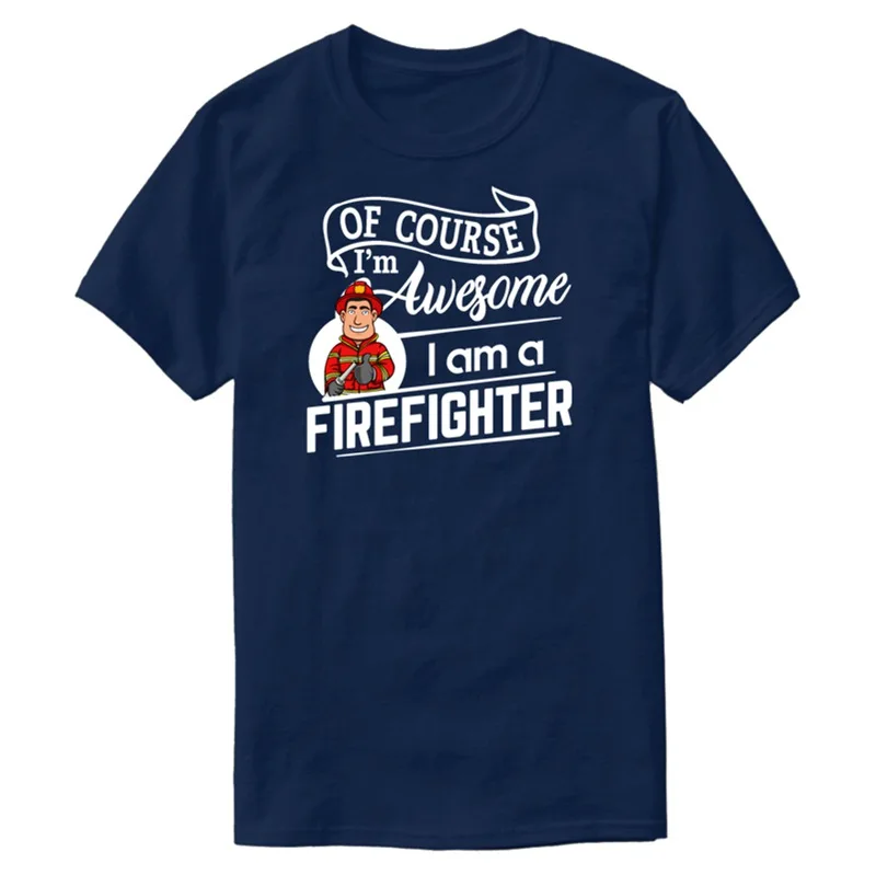 Мужская футболка с принтом Proud Firefighter Feuerwehr Awesome Unglaublich круглым вырезом для мужчин