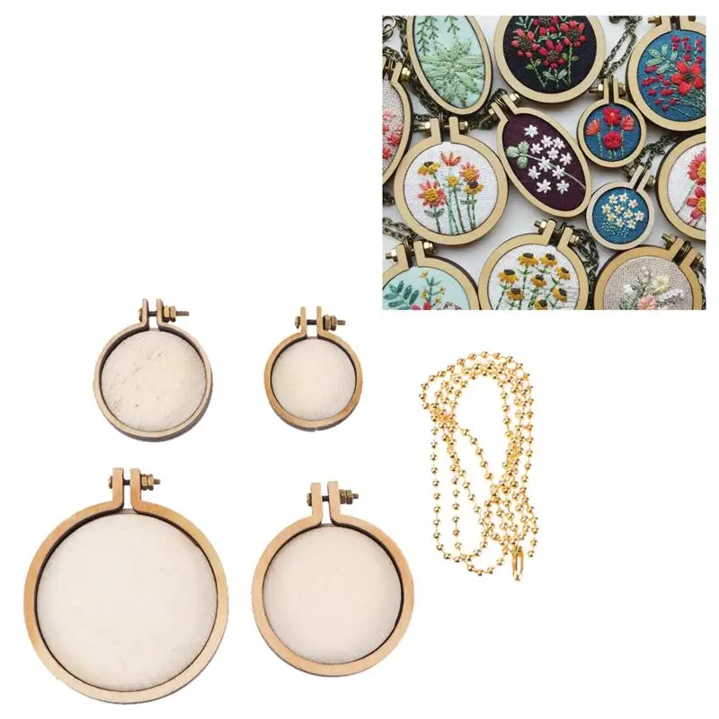 

5 Pcs Cross Stitch Fixing Frame Embroidery Mini Wood Hoops DIY Wooden Stitch Hoop for Crafting Sewing Stitching
