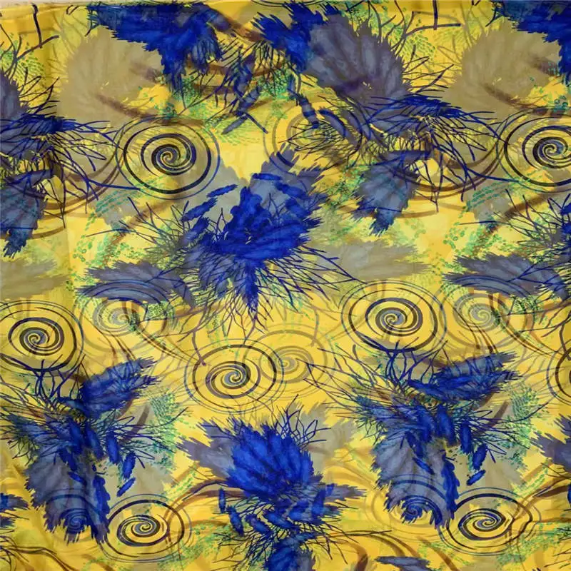 2019 Высококачественная Модная шелковая шифоновая ткань с принтом 5 ярдов и 2 ярда