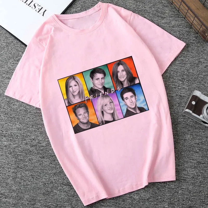 Харуджуку Kawaii Топы друзья ТВ футболка Женская корейский стиль модная Ulzzang