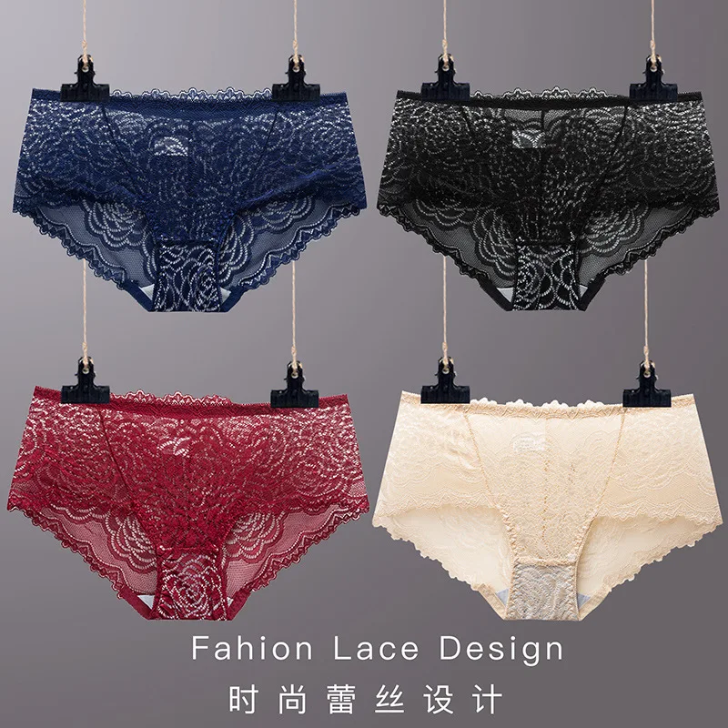 

Brand Sexy Women Underwear High Quality Women Panties Seamless Solid Briefs Low-Rise Lace Side Lingerie