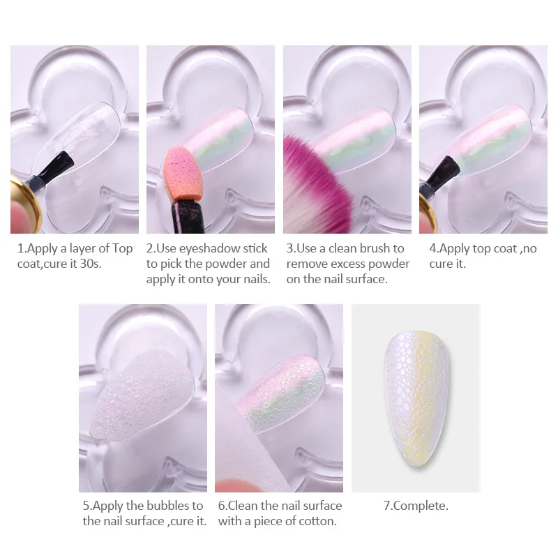 Блестящие блестящие пузырьки для ногтей Ice Aurora золотистого и серебристого