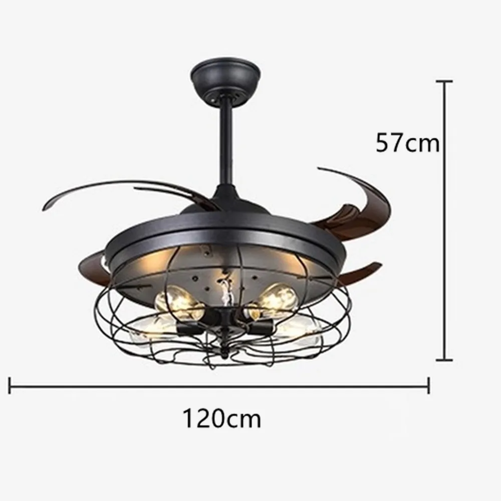 

Retro ceiling fan lamp with lights DC frequence 42 inch Reversible ventilator Silent Motor Home Fixture bedroom dec birdcage