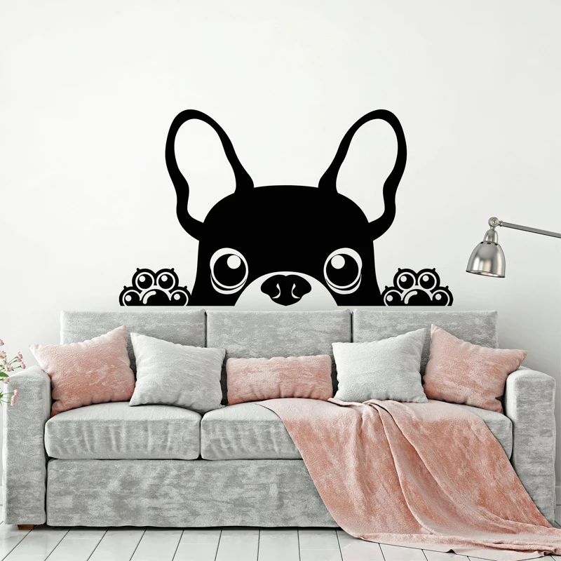Наклейка на стену в виде французского бульдога щенка семейный домашний декор