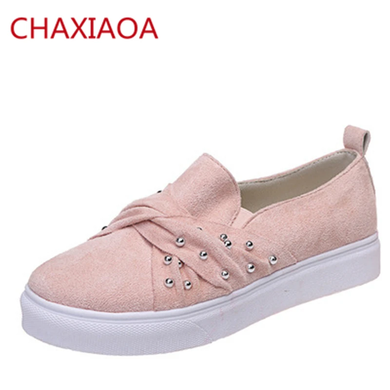 CHAXIAOA Autumn Fashion Suede Women Casual Flats Shoes Bow-Knot Designer Footwear Shallow Creepers Shoes Woman Running Sneakers 
