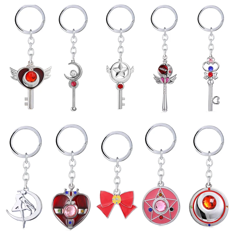 

Cosplay Jewelry Sailor Moon Key Chain Sailormoon Heart Moon Bow Pendant Keychains Key Ring Car Keychain Women Girl Gift