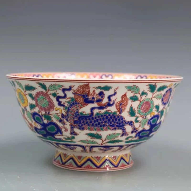 Фото Коллекция китайского фарфора Цзиндэчжэнь Famille Rose Unicorn Kylin Flower Bowl №1