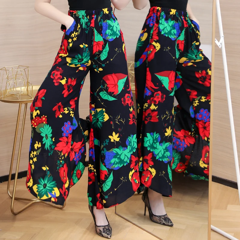 Брюки женские хлопково льняные с широкими штанинами повседневные пляжные