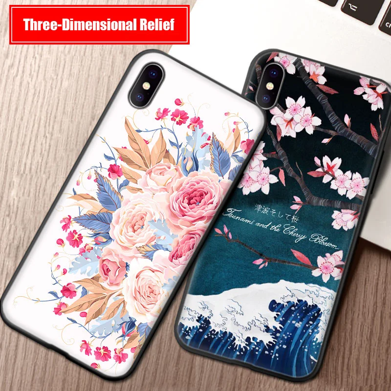 Силиконовый чехол для iPhone мягкий ТПУ телефона задняя крышка полная защита цветок