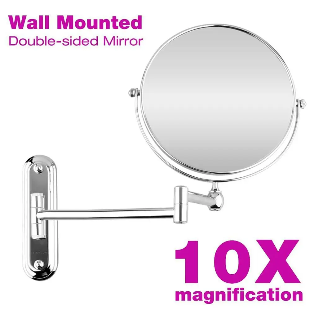 

8Inch 10X Magnification Wall Mounted Makeup Mirror Folding Arm Extend Double Side For Bathroom Bedroom Decorative