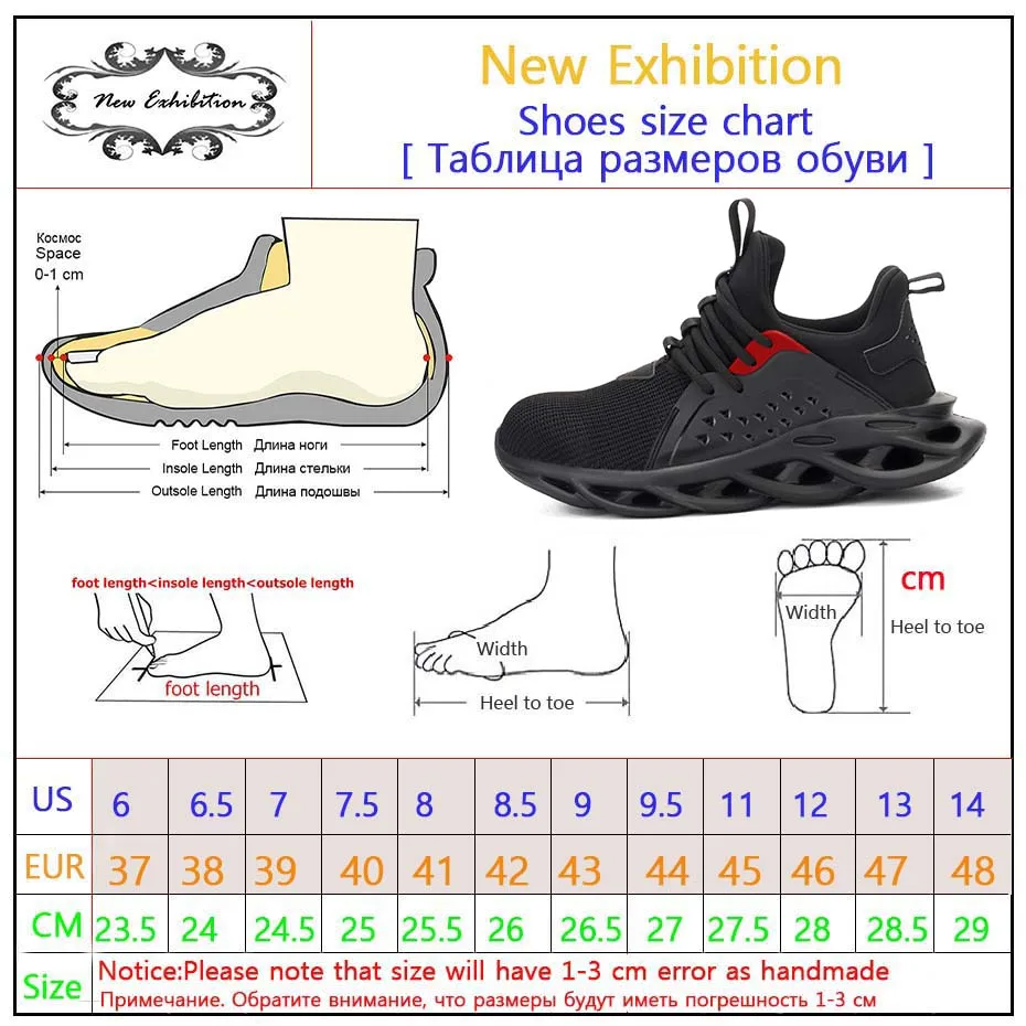 

New exhibition 2021 fashion Work Safety Shoes Men's Steel Toe Cap Protective Indestructible Work Boots Plus Size Safety sneakers