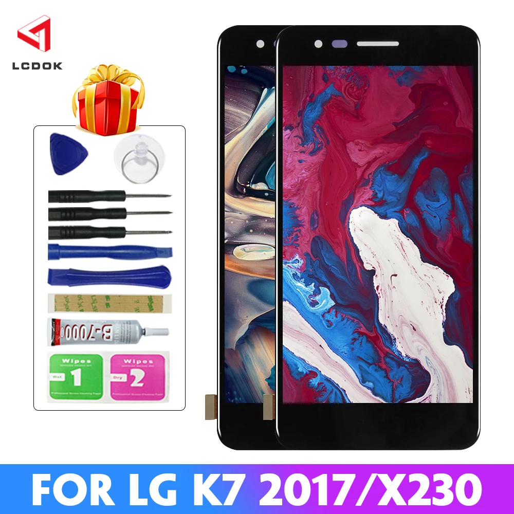 ЖК-дисплей для LG K7 2017 X230 X230Z X230DSF X230I кодирующий преобразователь сенсорного экрана