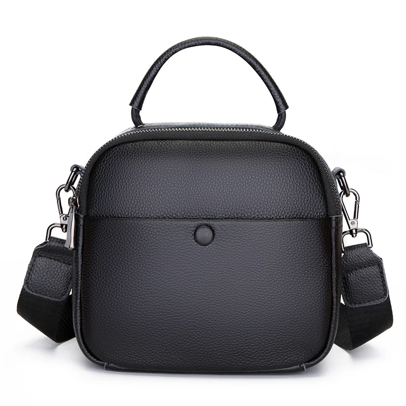 

Real Genuine Leather Fashion Women Bag High Quality Shoulder Bags Solid Wide shoulder strap Small Women's Messenger Bag Handbag