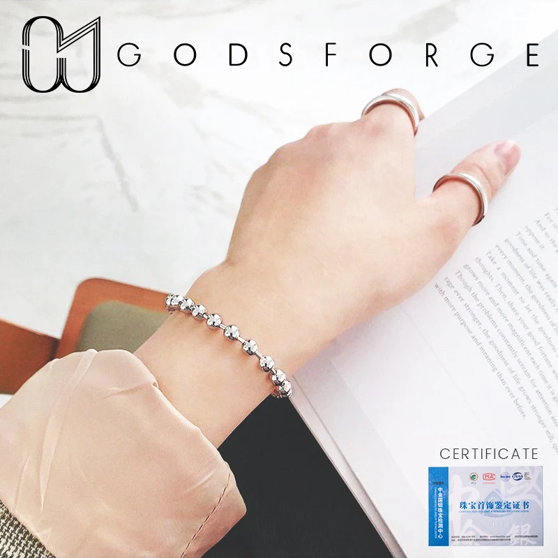 100% стерлингового серебра 925 простой с большими бусинами регулируемый браслет для