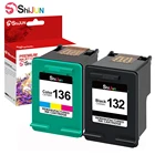 Чернильный картридж SHIJUN HP 132 136, совместимый с HP 132 XL 136xl для принтера HP deskjet 5440, Photosmart 2570, 2573, 7800, 9361