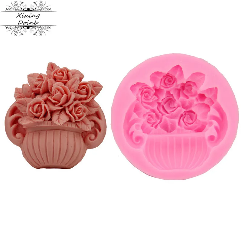 

Rose potted shape 3D silicone mold soap Chocolate Mold Kitchen Baking clay DIY cake decorating tool