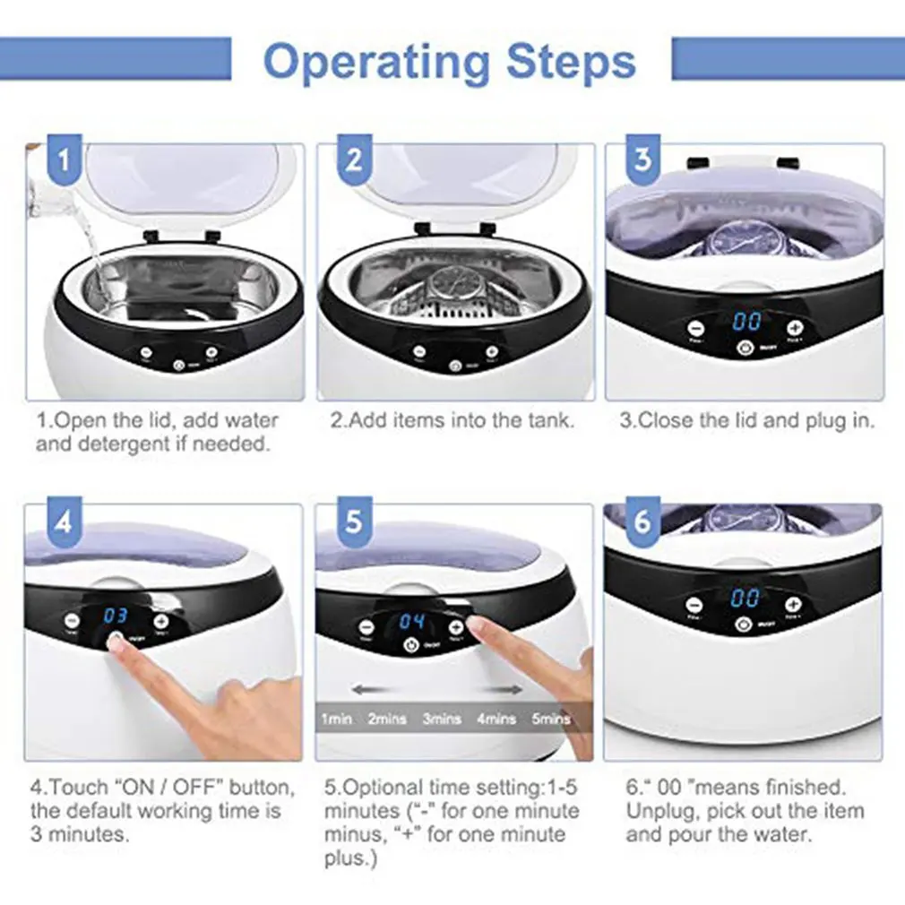

Mini Ultrasonic Jewelry Cleaner Mini Portable Jewelry Cleaner Electric Eyeglass Cleaner White Ultrasonic Cleaner Household