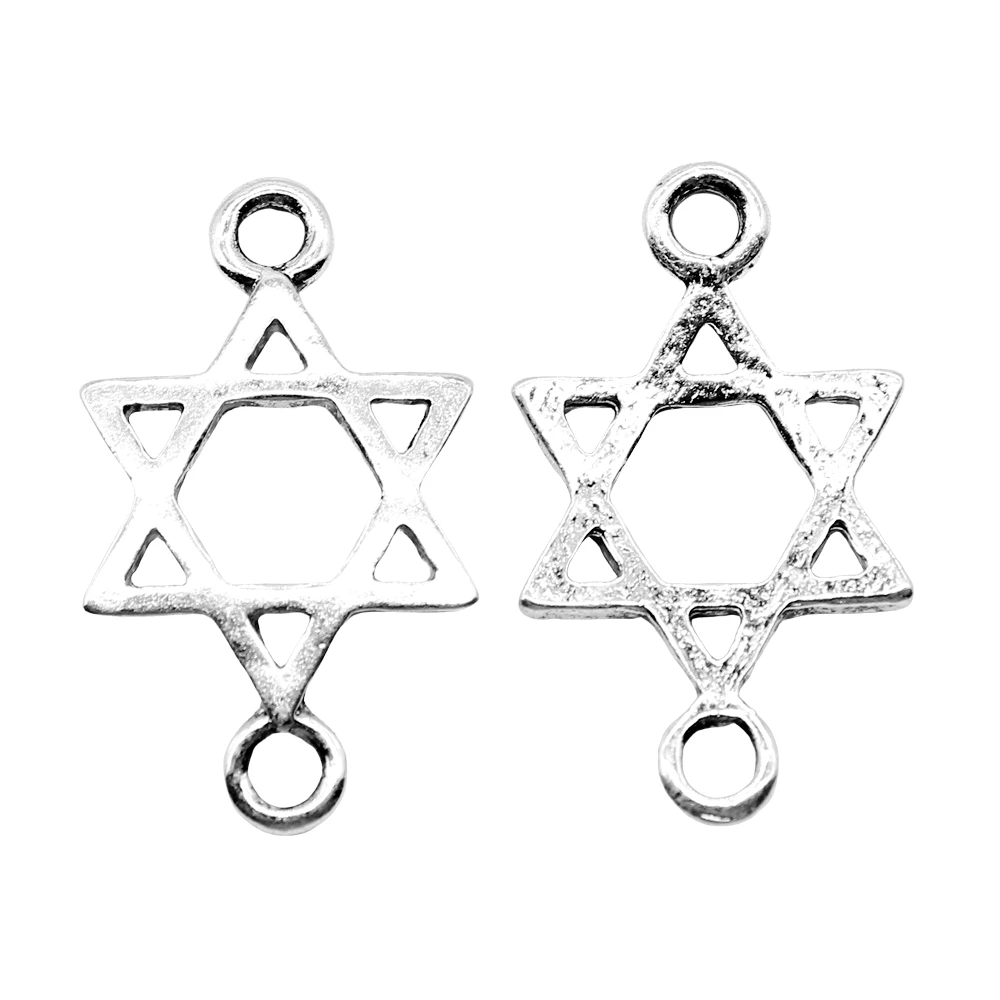 

10pcs Star Of David Connector Charms Connector Handmade Accessories Antique Silver Color 19x32mm For Jewelry Making