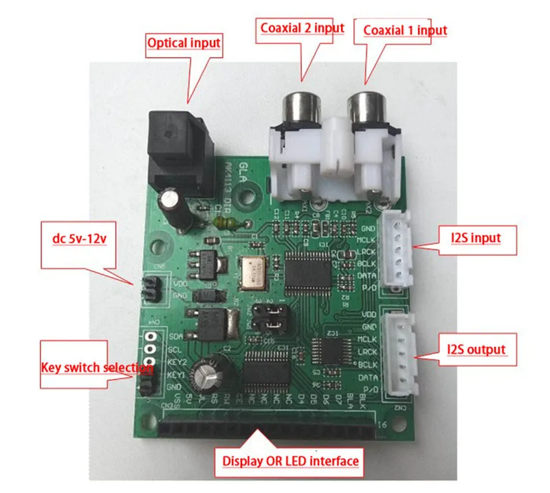 AK4113 SPDIF волокно/коаксиальный/I2S вход для I2S выход плата цифрового приемника мягкое
