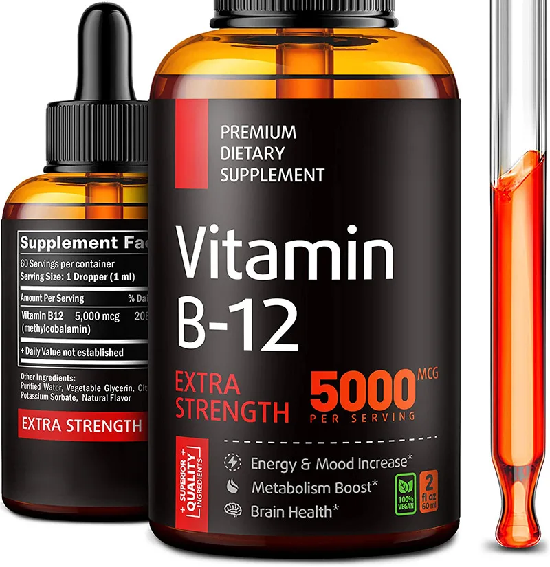 

60ML Vitamin B12 Drop Supplement Organic Essential Oils Herbal Drops Moisturizing Anti Anxiety Body Massage Vitamin B12 Drop