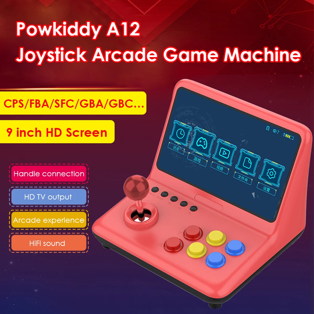 9-дюймовая игровая консоль CPS/FBA/SFC/GBA/GBC/GB/FC/GG/MD/PS/NEOGE Video POWKIDDY A12 2000 игр аркадный