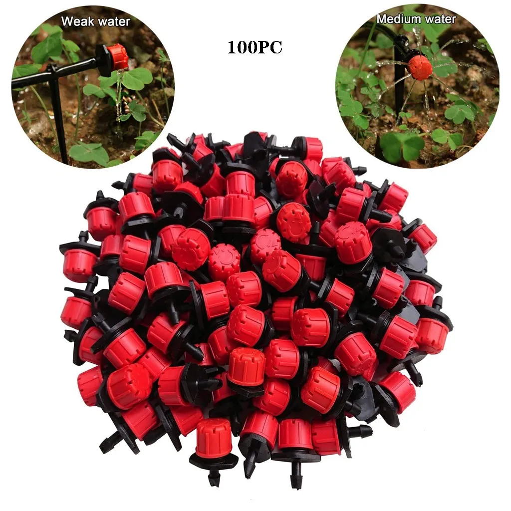 100pcs 1/4 дюймов регулируемый шланг капельница с микро потоком капельного