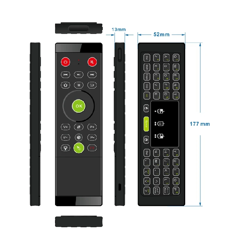 Ручной TZ16 Air Mouse 2 4 GHz беспроводной двухсторонний обучающий датчик Gyro Touchpad