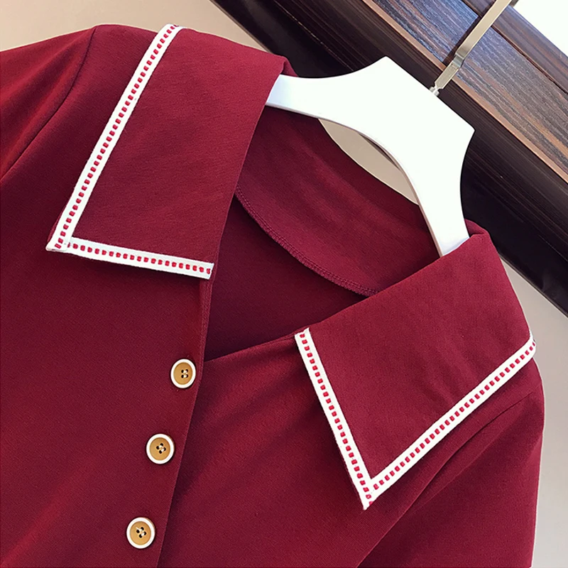 

Women Dresses Summer 2021 Japan Style V Neck Button Solid Dress Short Sleeve A Line Dress Sundress Vestidos Korean Plus Size