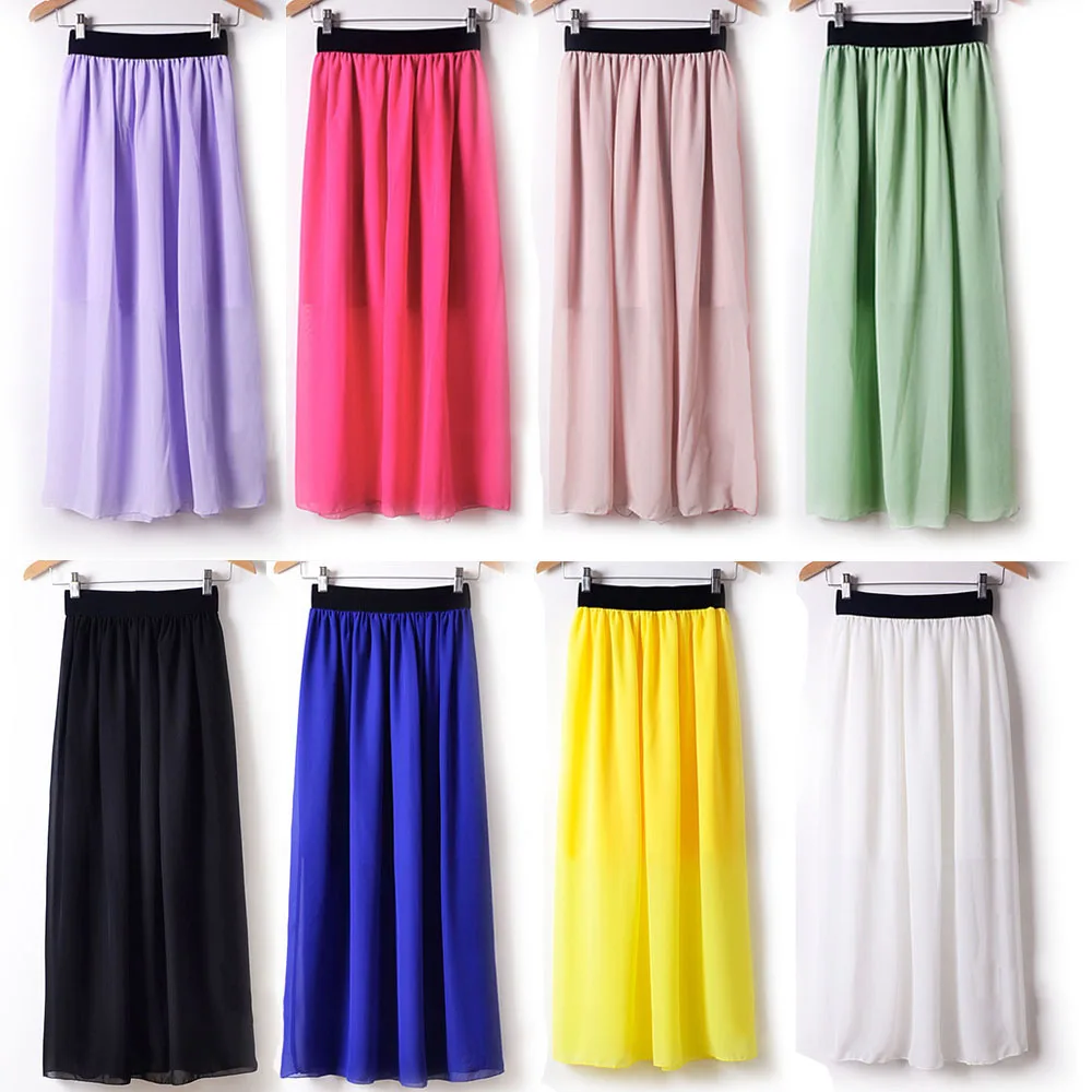 

Lofia Korean Style Skirts Womens Summer 2020 Chiffon Midi Skirt Tulle Saia Feminina Vacation Beach Falda Solid 21 Options