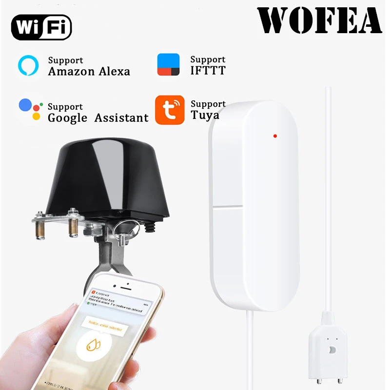 Wofea wifi датчик воды с автоматическим запорным клапаном умная сирена Автоматизация совместима с Alexa - Цвет: wifi Water Valve