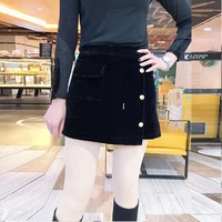 ladies skirt female retro skirt high waist large size a word korean version irregular skirt harajuku color block skirt female