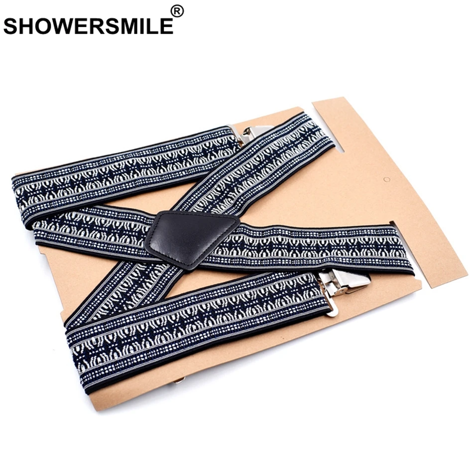 SHOWERSMILE винтажные подтяжки шириной 5 см 4 клипсы для брюк эластичные серые с