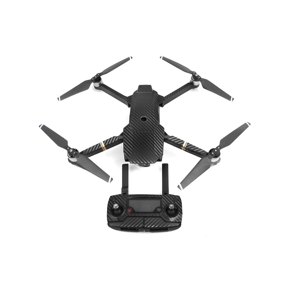 Черный Горячая водонепроницаемые Углеродные графические Стикеры для DJI Mavic Pro красочные наклейки для кожи для тела дрона/дистанционного управления/батареи/руки - Цвет: Черный