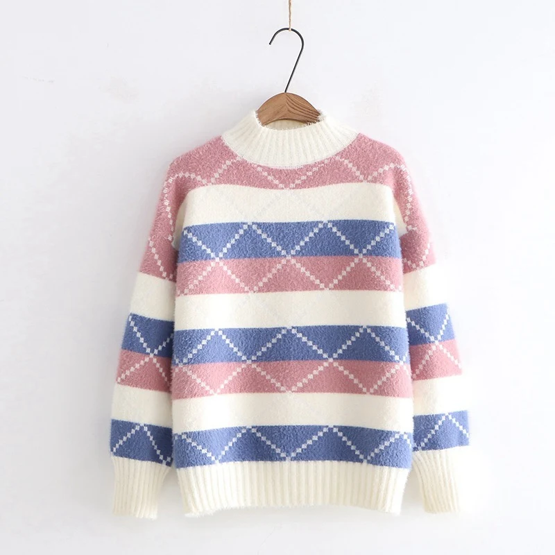 2019 элегантный дизайн осень Для женщин девушки Мори плед свободный свитер с