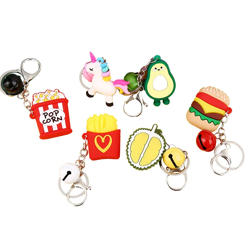 

Cartoon Doll Keychains Girls Like Cute Key Chain Father Christmas Reindeer Hamburger Chips Creativity Key Ring