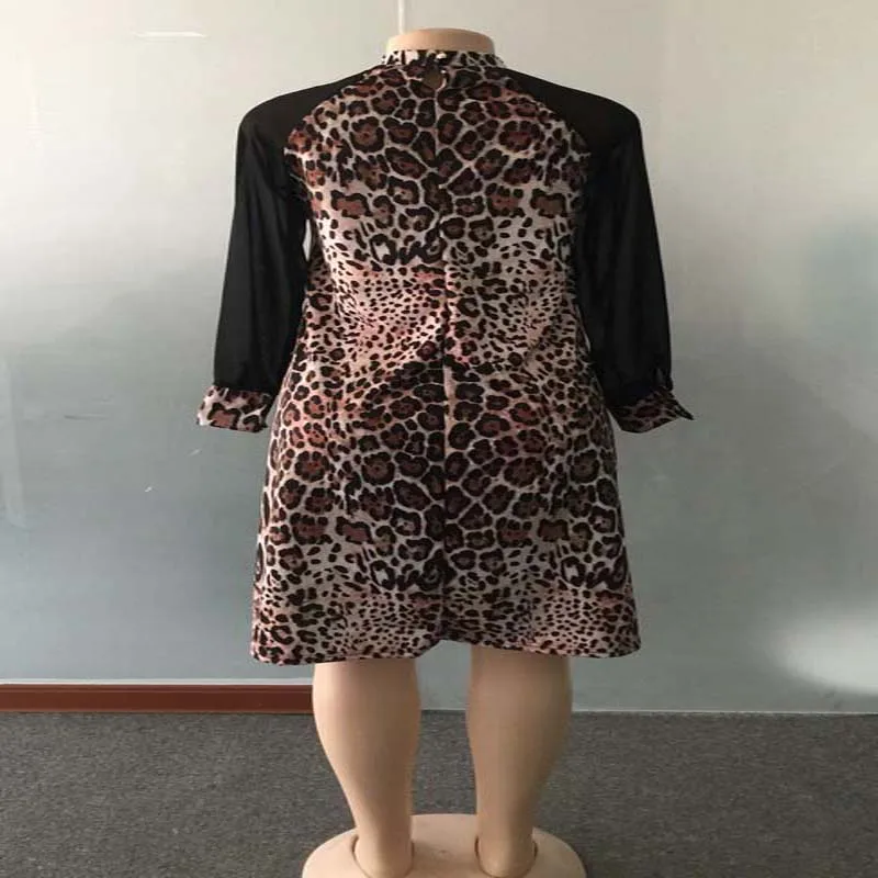 Платье трапециевидной формы с леопардовым принтом Африканское женское Сетчатое