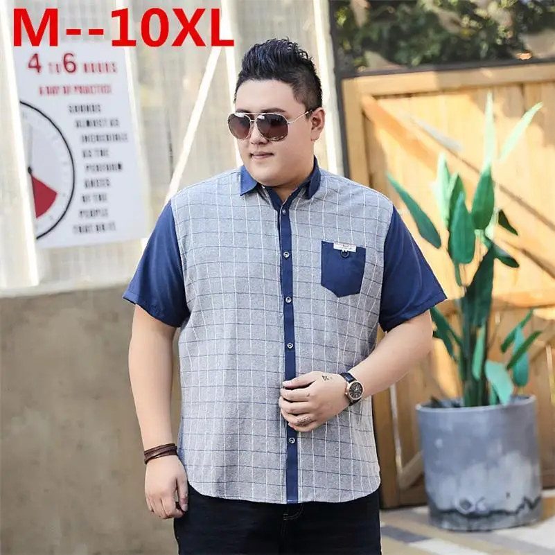 Рубашка мужская Тонкая х/б с коротким рукавом 10XL/8XL/6XL/5XL|Повседневные рубашки| |
