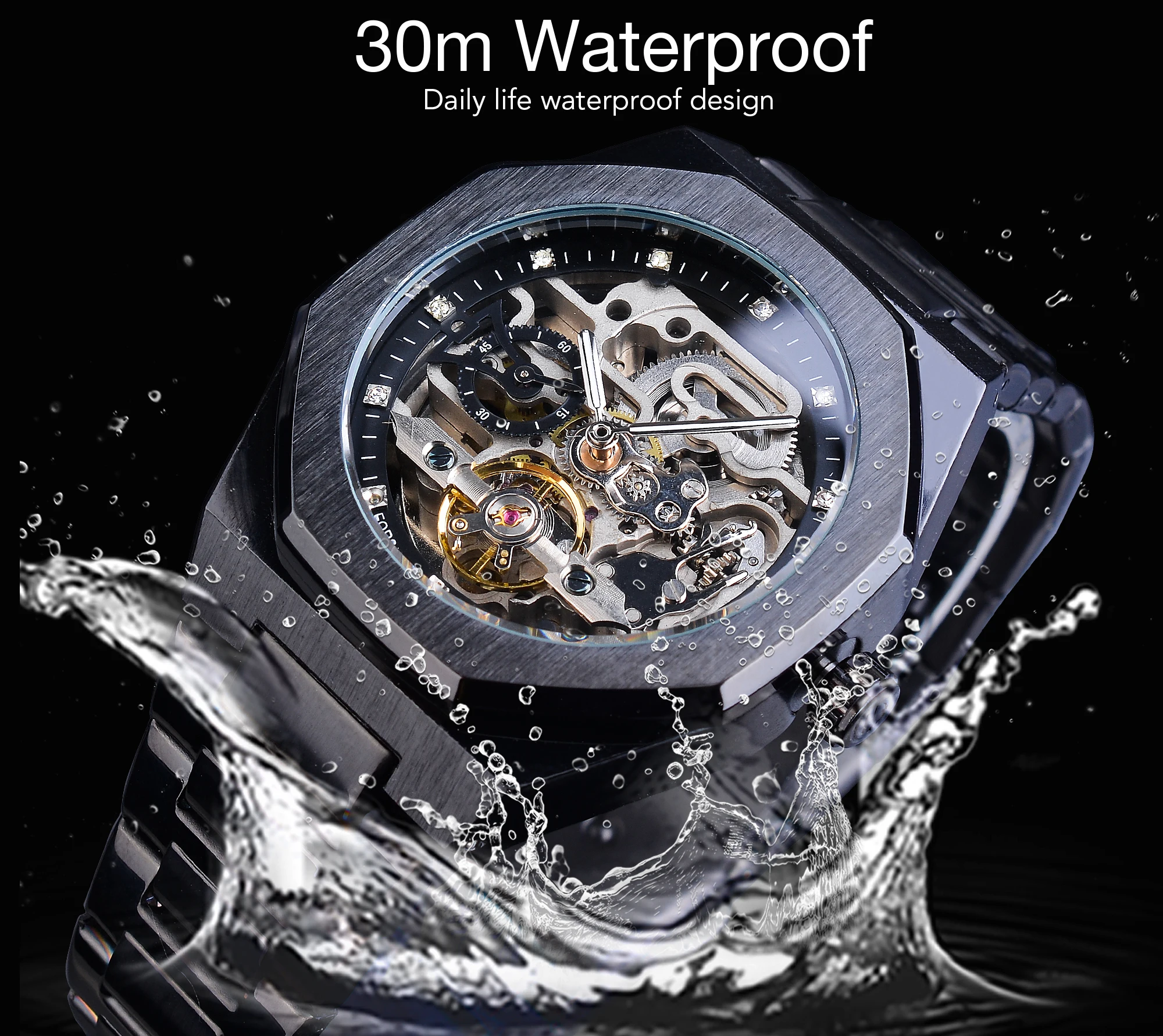 Forsining Tourbillion военные механические скелет стимпанк дизайн мужские