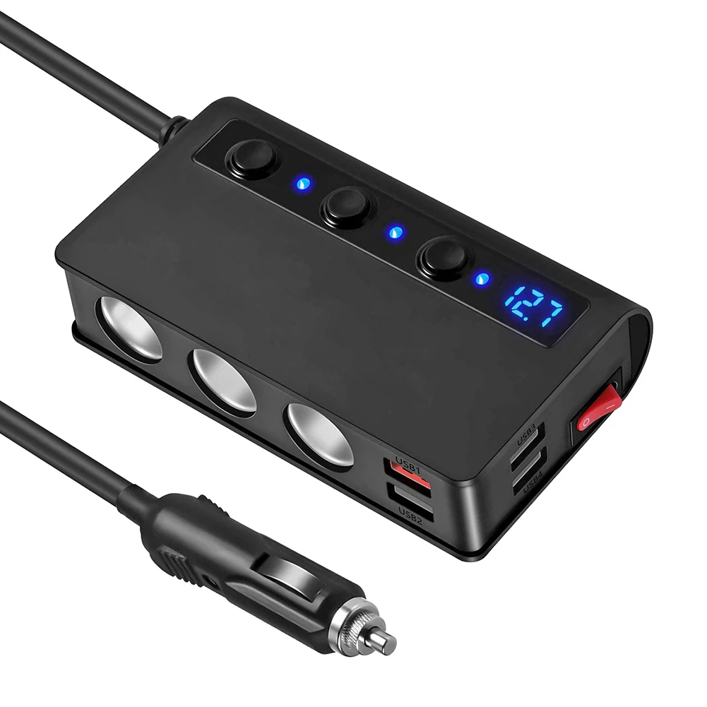 Разветвитель автомобильного прикуривателя 4 Порты USB Зарядное устройство на