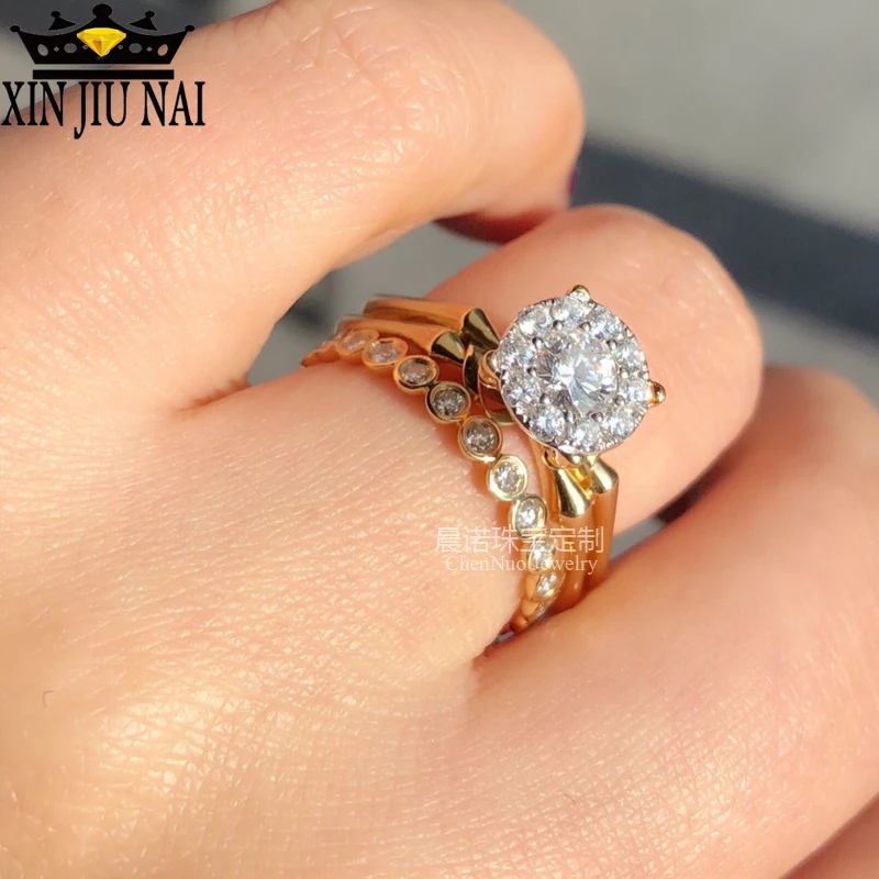 

925 anillos Silver Simple Personality Single Row 14K Gold Color Exquisite Super Flash Zircon Fashion Ring Female diamond rings