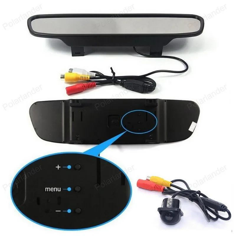 Car Rearview Mirror Monitor 4.3 inch 2 Video Input TFT LCD Display + Mini CCD Rear View Reversing Camera HD | Автомобили и