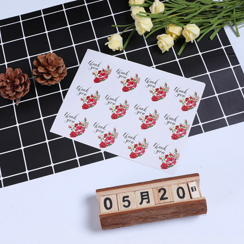 

1200 шт./лот клейкая наклейка с розочками DIY подарочная упаковка печать этикетка бумажное украшение на День святого Валентина Свадебные Вечер...